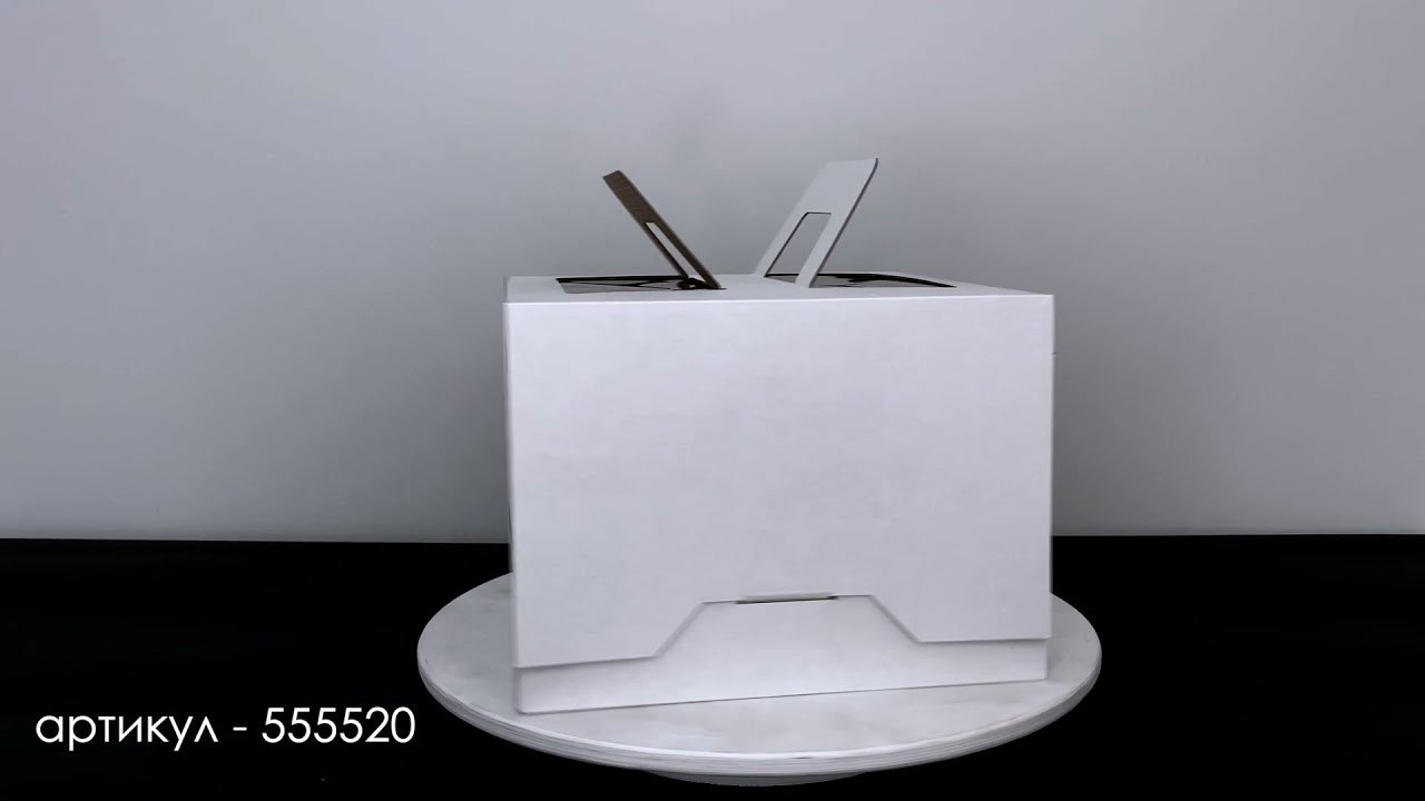 Упаковка гофрокартон 21x21x17 см белая с окном и ручками VTK