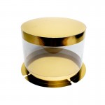 Упаковка для торта круглая ТУБУС золото 200х150 мм VTK