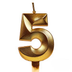 Свечи для торта, цифра 5 (золото, 5 см) 