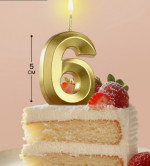 Свеча в торт Цифра 6 / ГРАНЬ золотая / 5 см